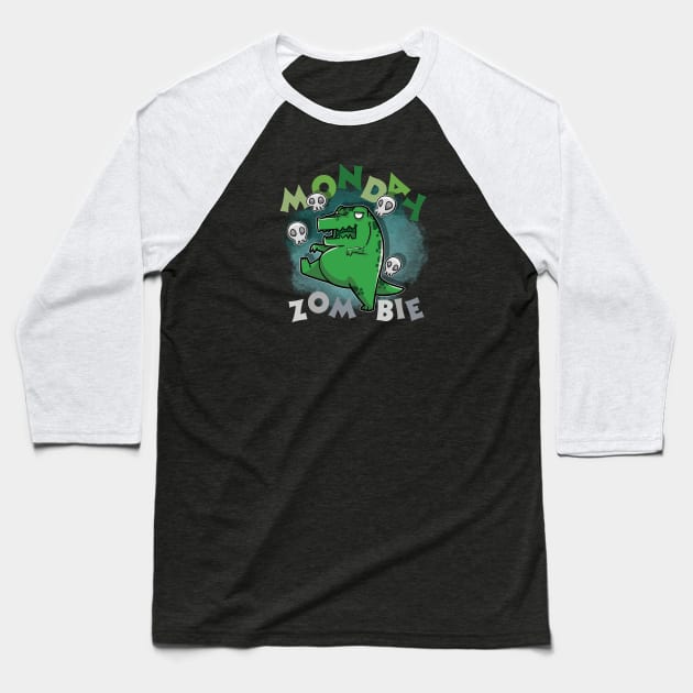 Monday Zombie Tyrannosaurus Rex walking Baseball T-Shirt by DinoMart